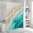 thumbnail image 6 of Ombre Turquoise Ocean Shower Curtain, Waterproof Shower Curtains for Bathroom, Gradient Coastal Beach Waves Summer Washable Fabric Bathtub Curtain Set Bath Decor with 12 Hooks Extra Long 72"x96", 6 of 8
