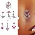 thumbnail image 2 of GKNET Zirconia Pink Butterfly Wings Belly Button Ring Body Belly Piercing Navel Ring-5, 2 of 9