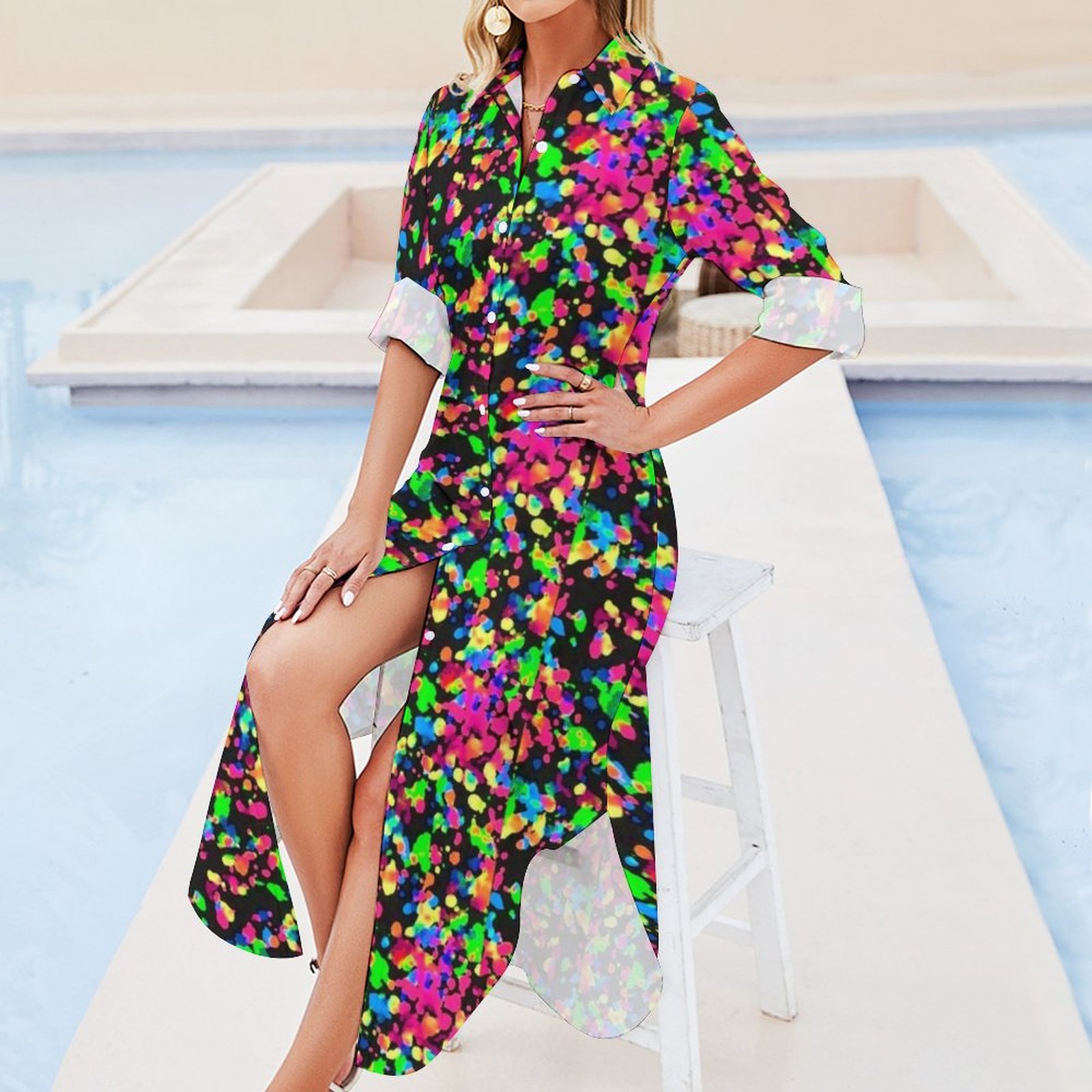 neon paint splatter dress Neon Paint Splatter T-Shirt Dress