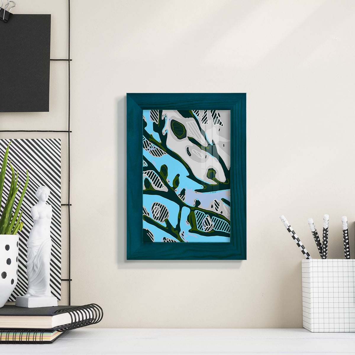 Abstract Tree Limbs I -Framed Print w/glass-Ocean Blue