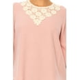 thumbnail image 5 of Women's Solid 3/4 Sleeve Blouse with Puff Sleeves and Lace and Pearl Accent, 5 of 5