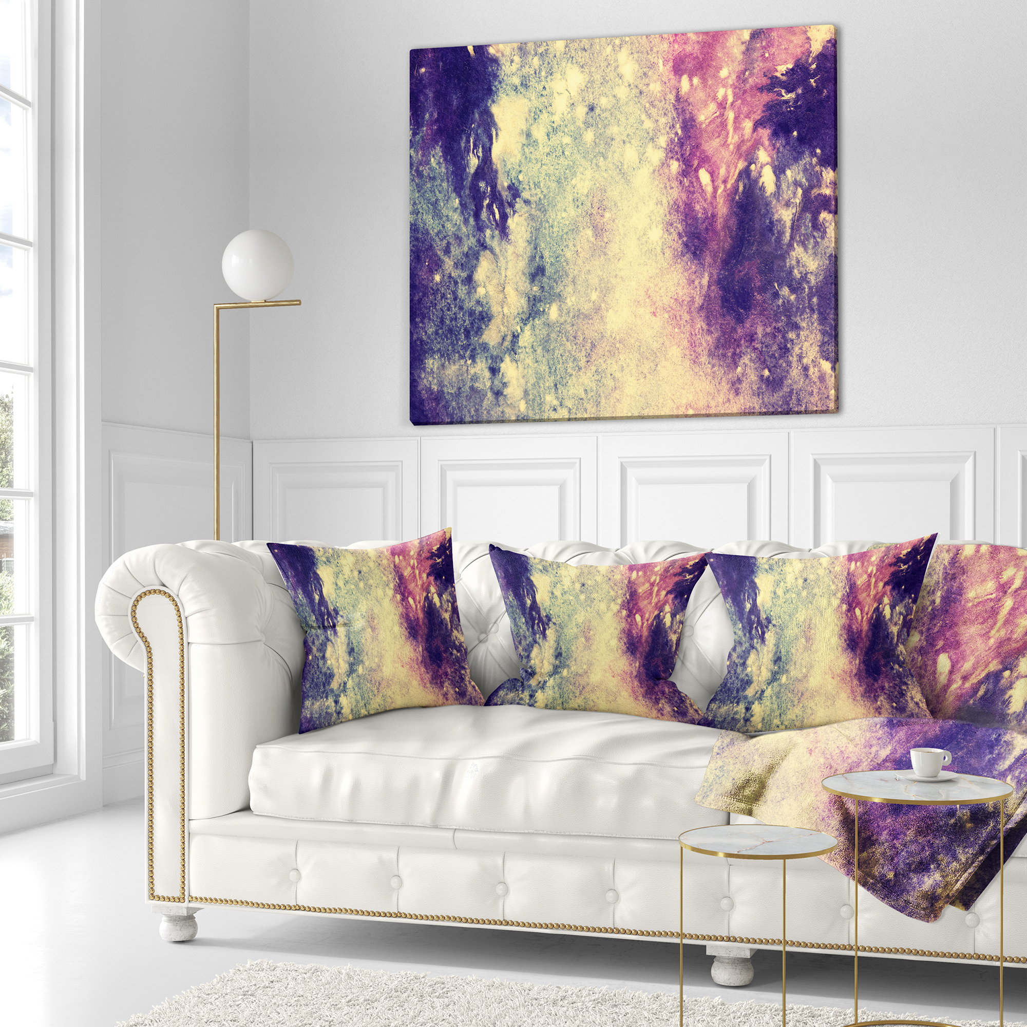 Designart Deep Blue and Purple - Abstract Throw Pillow - 18x18