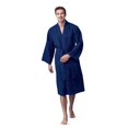 thumbnail image 1 of Bath Robe with Slipper Set - Waffle Square Pattern Spa Garment with 2 Front Pockets, Flat Collar & Belt - 60% Cotton and 40% Polyester Blend - Absorbent, Breathable, Lightweight & Soft Fabric for Men, 1 of 7