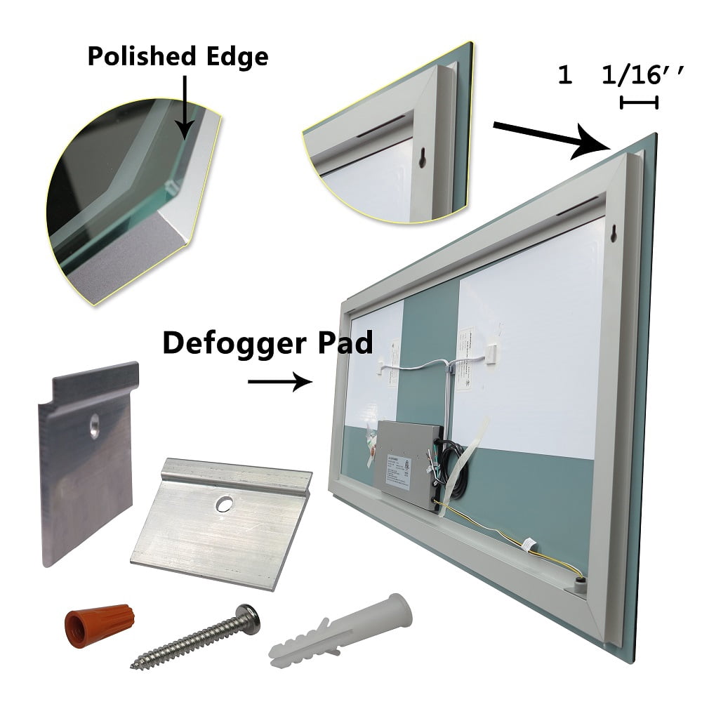 Taimei Frameless LED Light Mirror 48" W x 36" H x 1.5 D(MC04-4836SF2) Beveled edges, Touch Screen power on/off, Defogger, elegant design by FOCA US