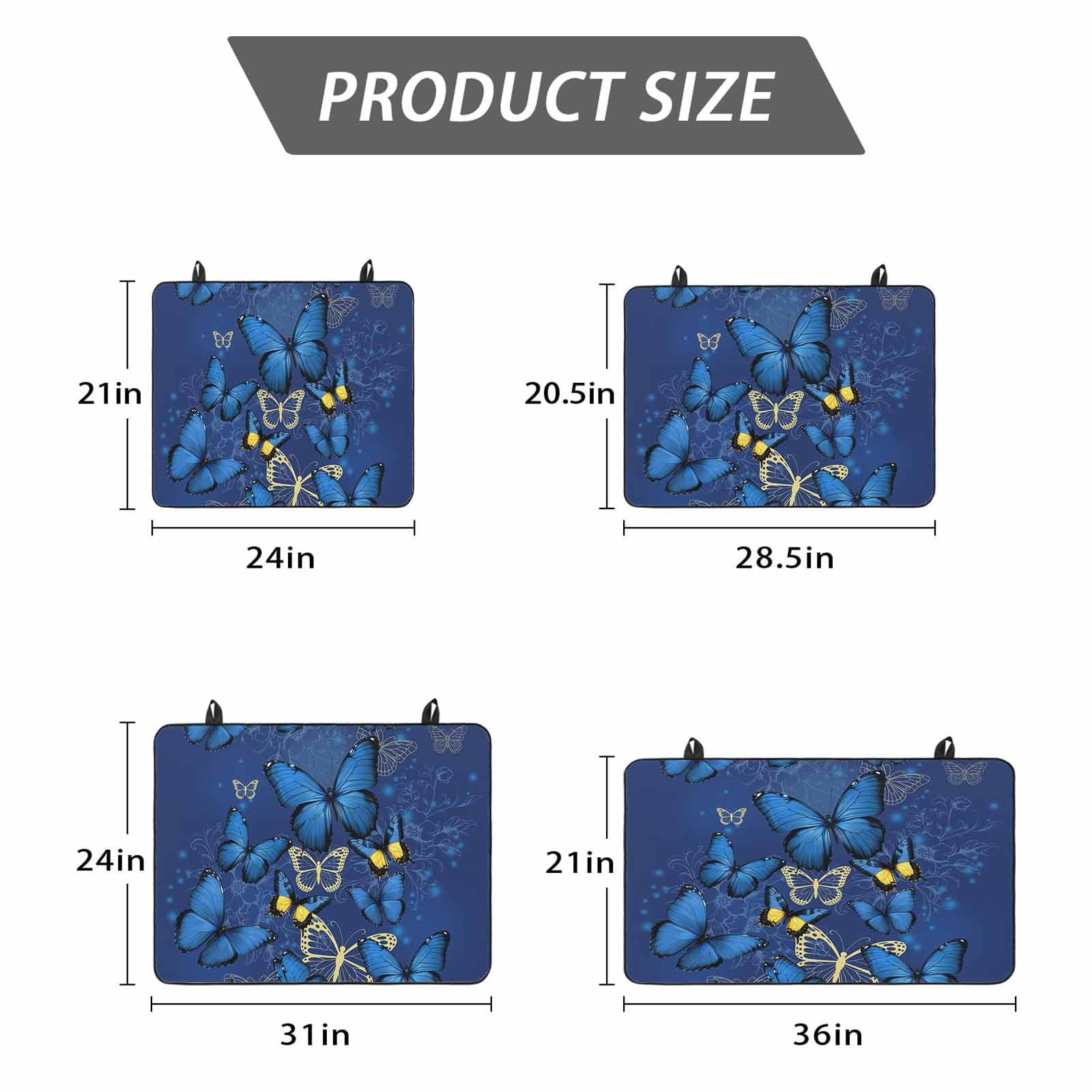 Blue Butterfly Stove Top Cover for Electric Stove, Heat-proof & Non Slip Glass Top Stove Cover Protector, Farmhouse Modern Nature Animals Art Kitchen Flat Cooktop Rubber Mat 24x21 Inches