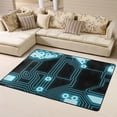 thumbnail image 2 of Flannel Non-slip Area Rug, 63"x48" No Shedding Living Room Bedroom Dining Room Home Office Area Rug, Blue Futuristic Technology Pattern, 2 of 6