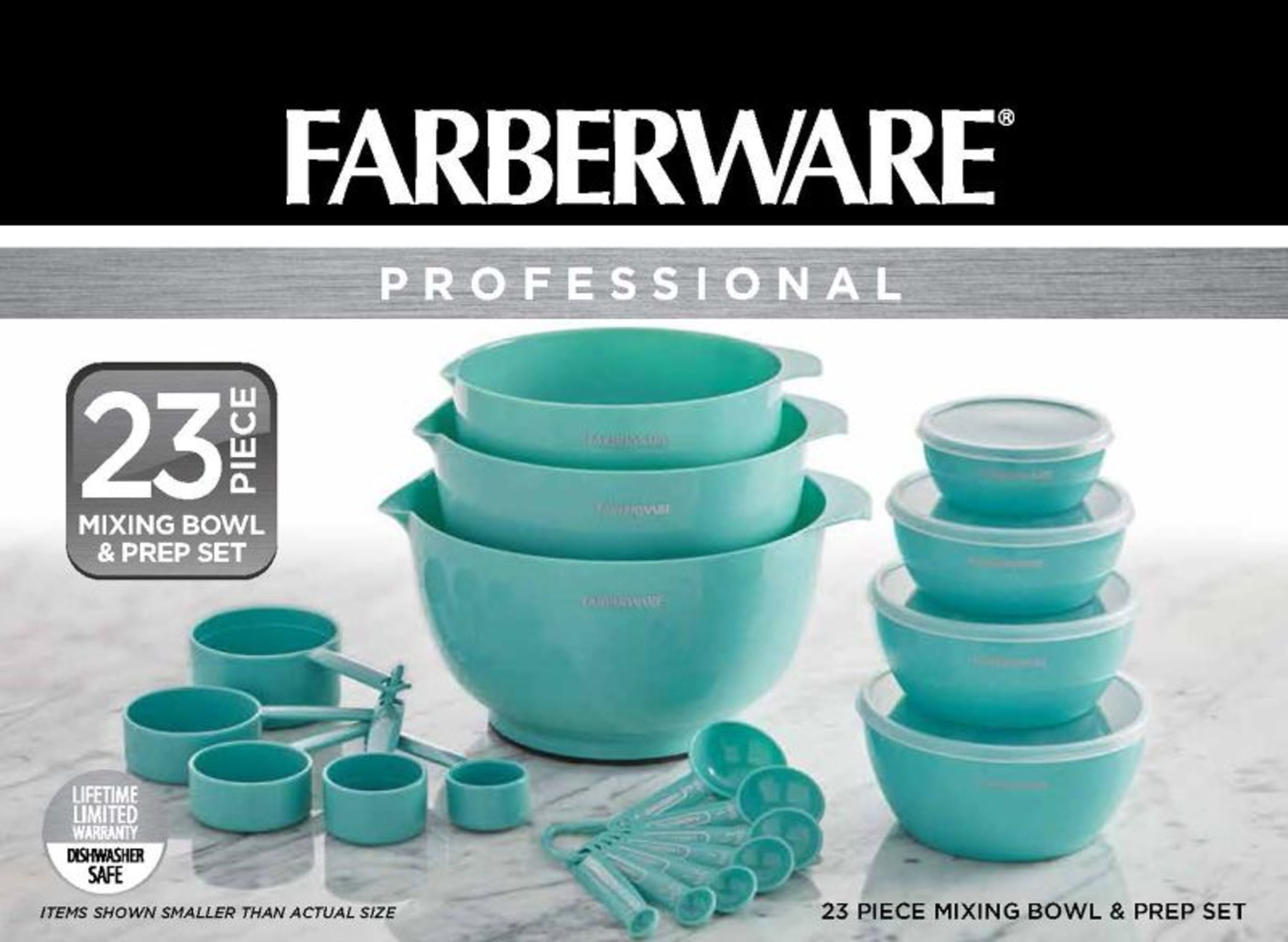 Farberware Professional 20-Piece Plastic Mixing Bowl and Prep Set in Aqua