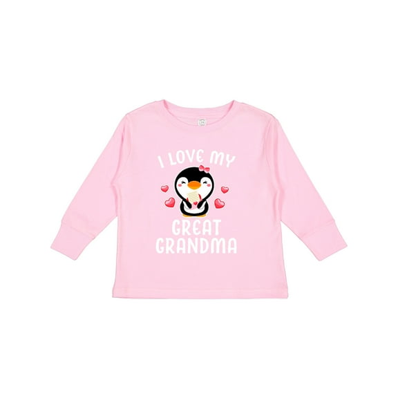Inktastic I Love My Great Grandma with Cute Penguin and Hearts Girls Long Sleeve Toddler T-Shirt