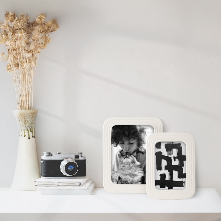 Ceramic Picture Frame 4x6 in White Rectangular photo 7