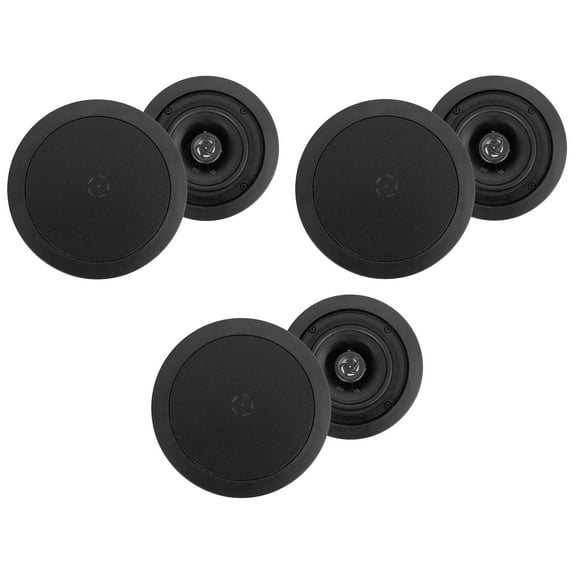 (6) Rockville HC55 5.25" 300 Watt Black In-Ceiling Home Theater Speakers 8 Ohm