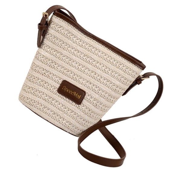 Straw Woven Bucket Bags Crossbody Purse for Women Trendy Shoulder Bag Clutches Purses Handbag Casual Beach Bag Gifts