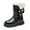Black, variant on Krdevn Girls' Autumn and Winter Snow Boots Thick Soles Non Warm Comfortable Solid Color Bow Boots,Toddler Girl Shoes,Boys Shoes,Size:5-5.5 Years