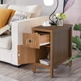 thumbnail image 5 of Wood End Table, Narrow Side Table with Drawers, Slim Bedside Table for Small Spaces, Living Room, Bedroom, Walnut, 5 of 9