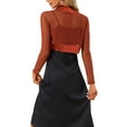 thumbnail image 3 of INSPIRE CHIC Women's Satin Shrugs for Evening Dress Open Front Mesh Cardigan Elegant Wedding Bolero XS Dark Orange, 3 of 6