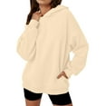thumbnail image 3 of Womens Oversized Hoodies Comfy Sweatshirts Fall Fashion Outfits Casual Tops Fleece Clothes Apricot Color XXL, 3 of 6