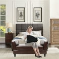 thumbnail image 5 of Hofitlead Storage Bench , PU Leather Rolled Arm Ottoman Storage Sofa , with 2 Ottoman Footstool，Brown, 5 of 7