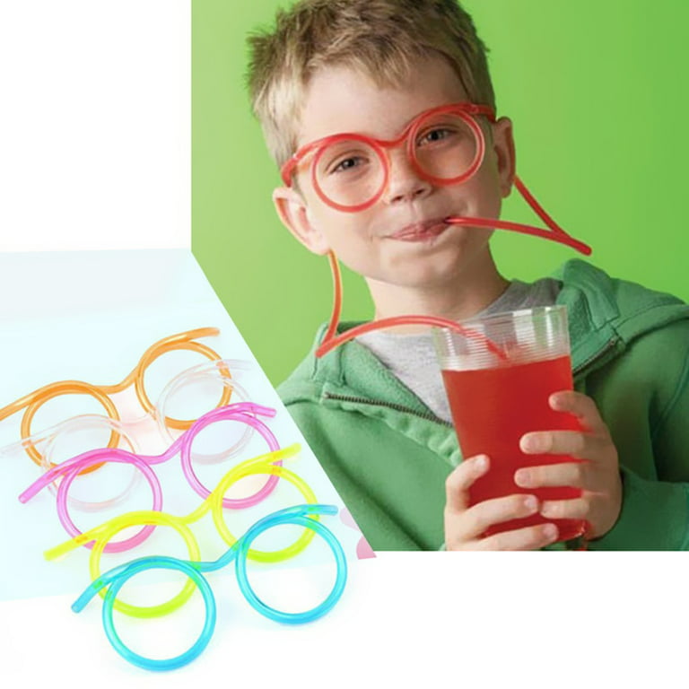 Silly Straw Eye Glasses, Crazy Straws for Kids Kids Funny Glasses Silly Straws Reusable Party Supplies for Kids Crazy Straws for Skids Reusable, Kids
