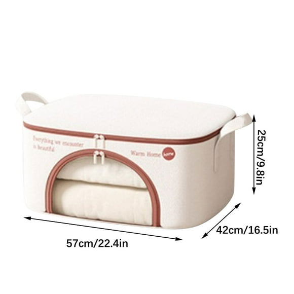 Large Capacity Storage Bag with Zipper Closure - Linen Handle for Quilt, Clothing & Bedding Storage - Foldable Organizer for Moving, Dorm & Home Use