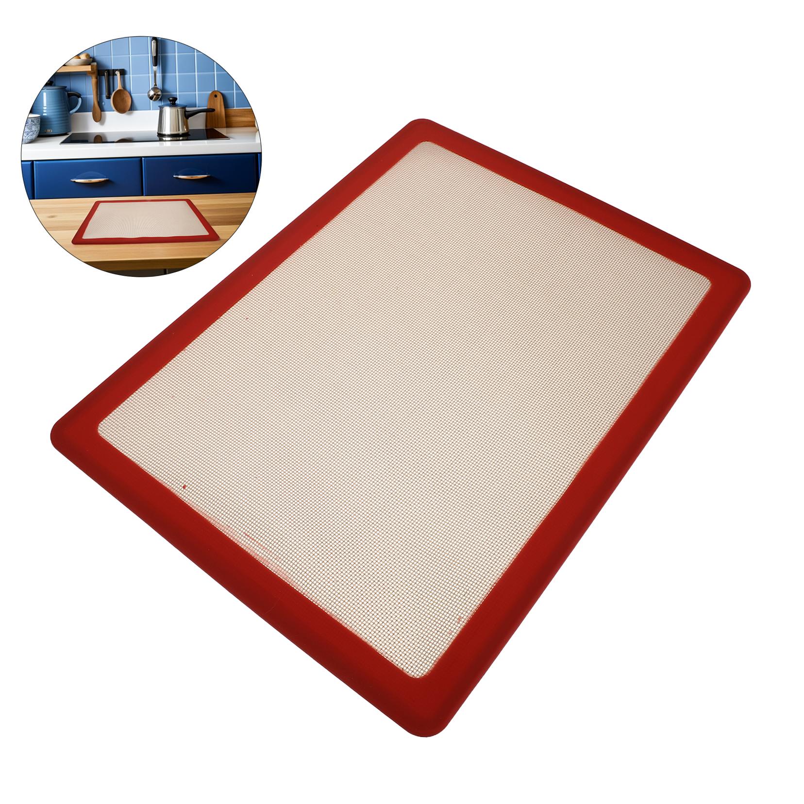 OUNONA Red Silicone Baking Mat Non-Stick Reusable Oven Liner for Cake, Bread, Pastry Baking