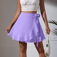 thumbnail image 2 of BUIGTTKLOP Mini Skirts for Women Wrap Short Skirt High Waisted Beach A Line Skirt Soft Casual Ruffle Cute Skirts, 2 of 6
