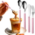 thumbnail image 1 of Yuehao 4-Piece Stainless Steel Silverware Set, French Style Flatware with Colorful Handles, Dishwasher Safe fork and Spoon Set for Home, Restaurant, and Picnic (Pink), 1 of 8