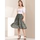 thumbnail image 3 of Falda Midi Allegra K Para Mujer Faldas Con Gradas Casuales Con Cintura Elástica Verde oscuro XL, 3 of 6