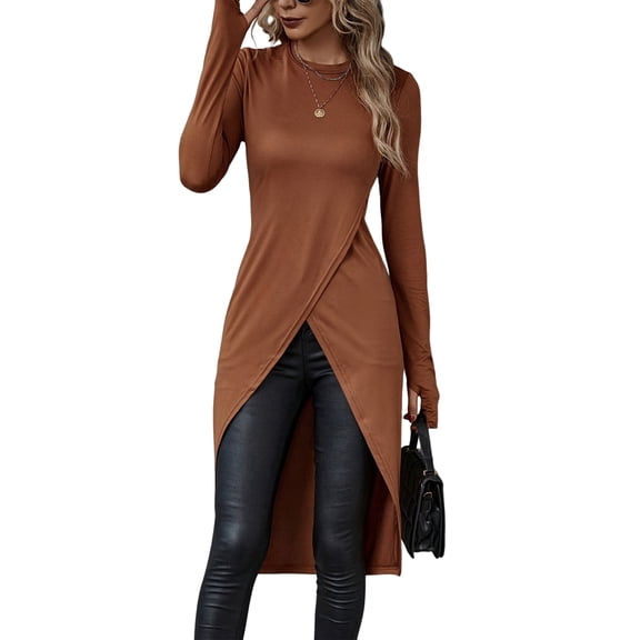 Long Sleeve Shirts for Women Business Casual Tops Brown S