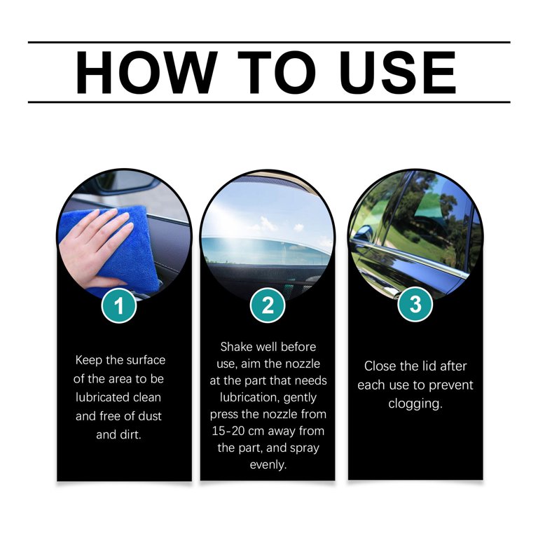 Car Window Lubricant, Noise Reduction Spray for Squeaky Windows, Rubber  Seal Conditioner Prevents Cracking, Long-Lasting Track Lubrication Spray,  All-Temperature Protection, 3.4 fl oz - Walmart.com