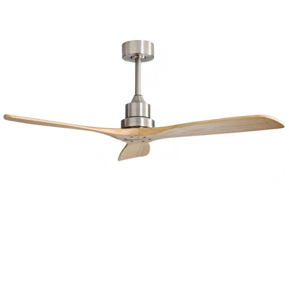 Sofucor 52-Inch Ceiling Fan with Light and Remote, Dimmable LED, 3 Reversible Natural Wood Blades, Indoor/Outdoor