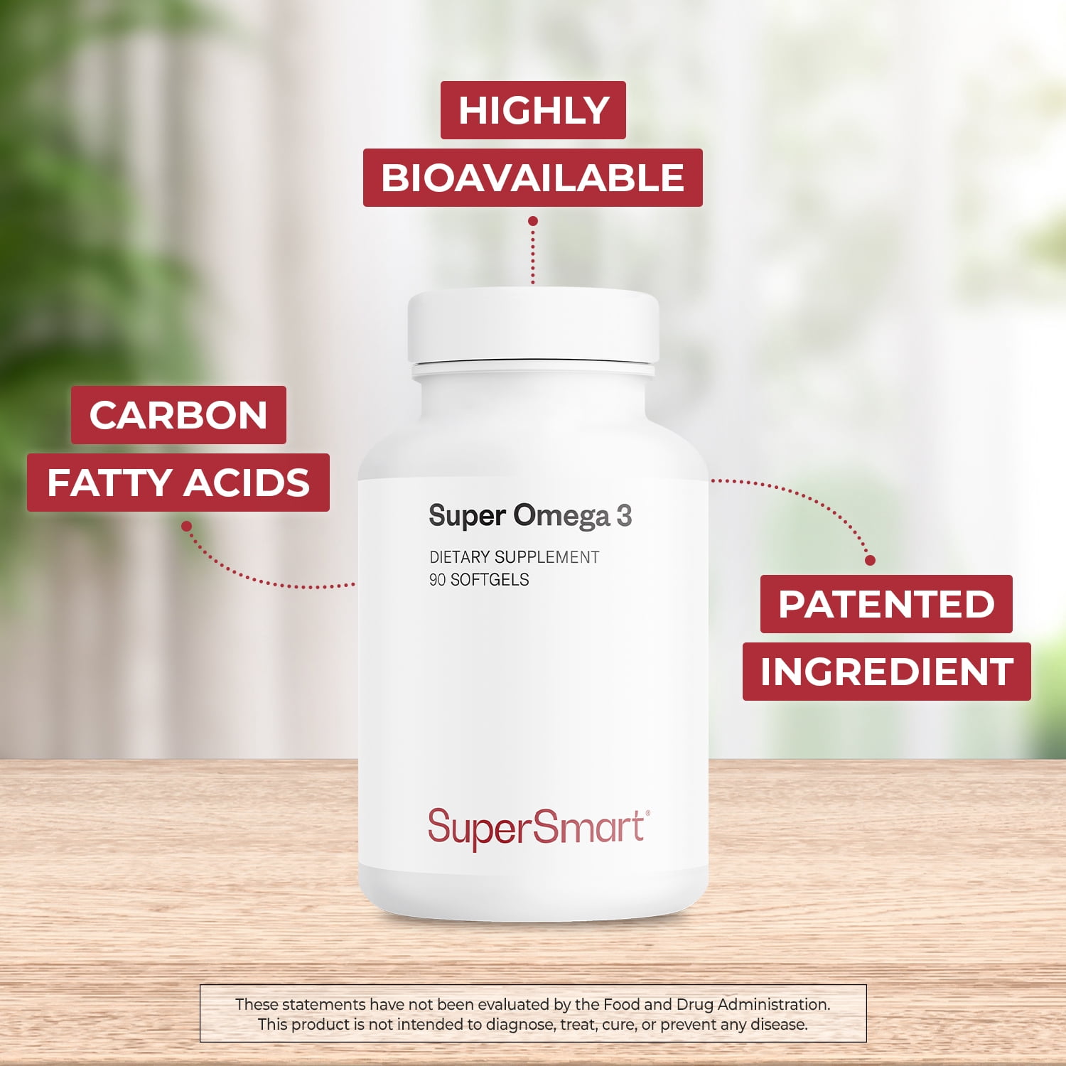 SuperSmart - Super Omega 3 1500mg per Day - EPA & DHA Fatty Acids - Omega 3 Supplement - Fish Oil from Sustainable Fisheries | Non-GMO & Gluten Free - 90 Softgels