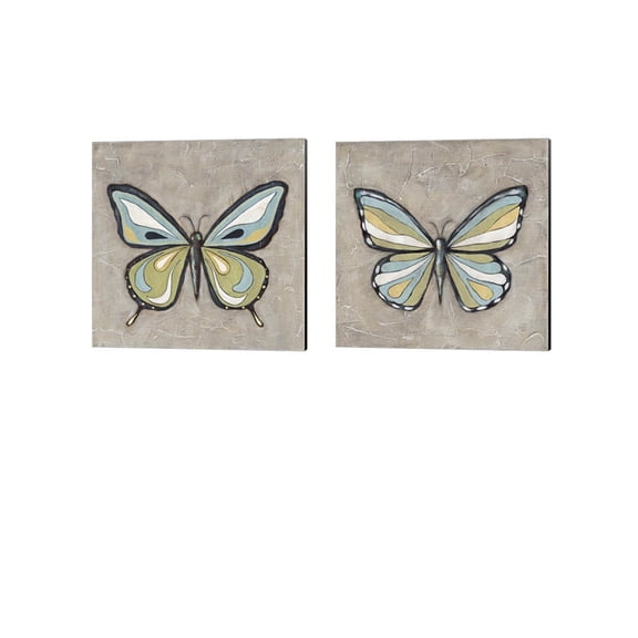 Great Art Now Graphic Spring Butterfly by Jade Reynolds 2 Piece Canvas Art Set Each 14W x 14H