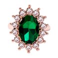 thumbnail image 2 of Anillos para mujer, regalos para mujer, lujoso y elegante anillo perforado con diamante verde, flor de sol y circón, joyería para mujer., 2 of 2