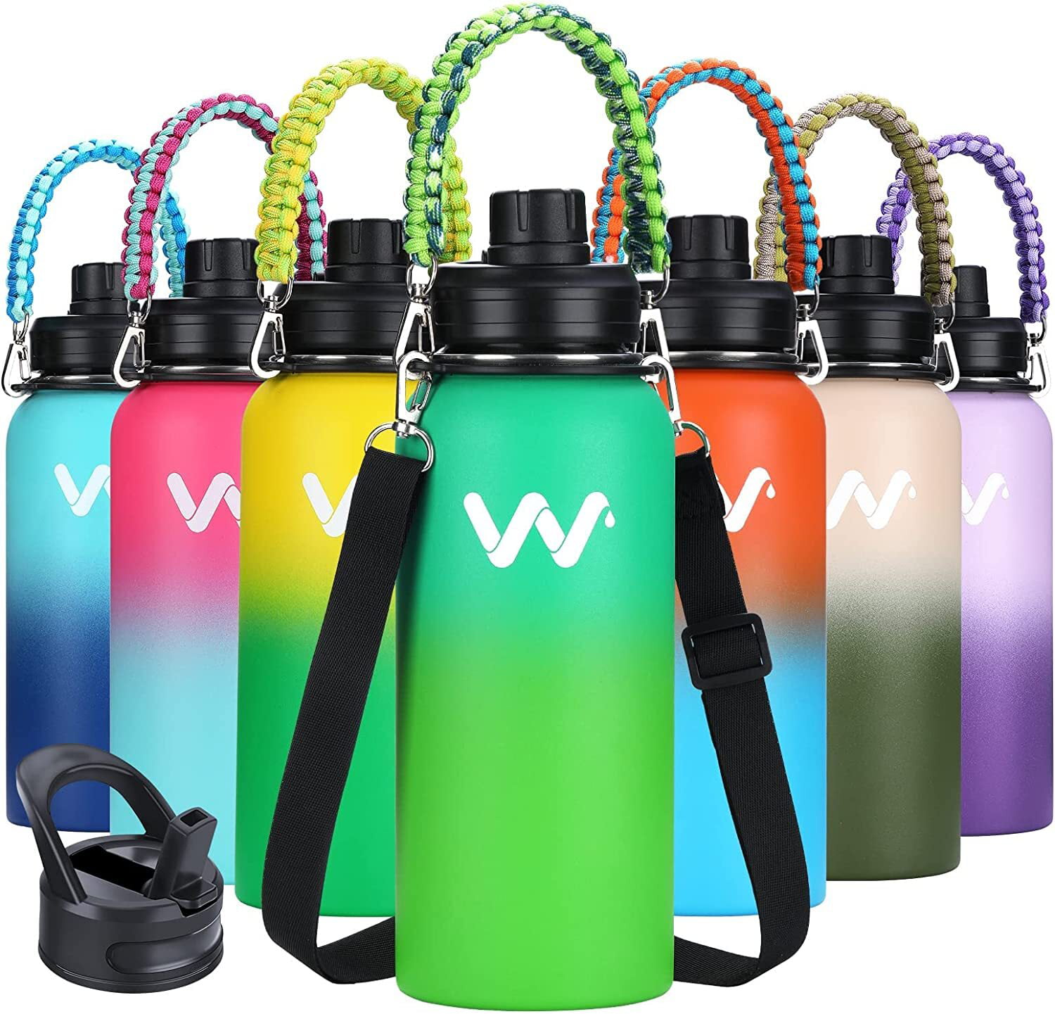 18 oz Sports Insulated Water Bottle with Loop Handle Straw Lid with  Pineapple & Fleur & Multi-Colors