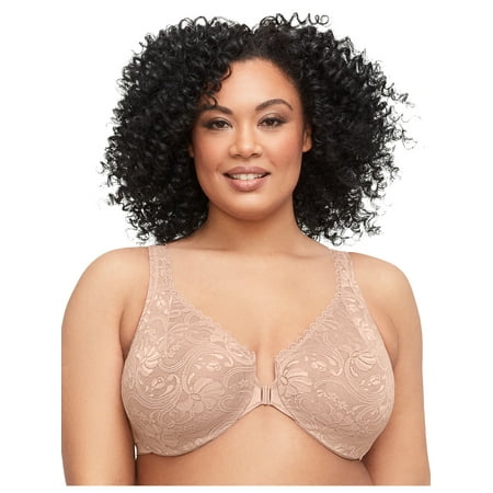 

Glamorise Full Figure Plus Size WonderWire Front-Closure Stretch Lace Bra Underwire #9245