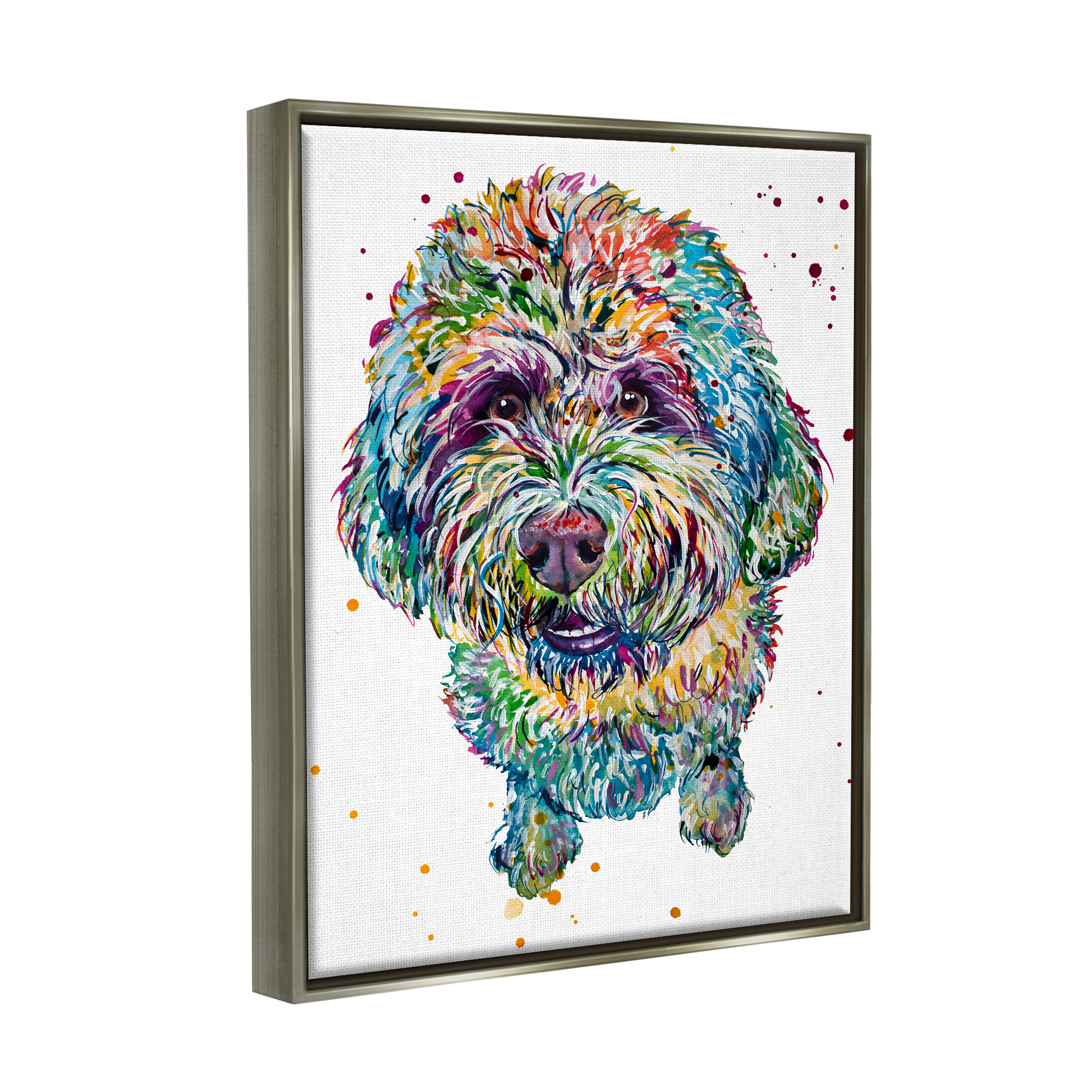 Stupell Bold Terrier Dog Pet Portrait Animals & Insects Painting Gray Floater Framed Art Print Wall Art