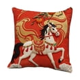 thumbnail image 2 of shyuyusa Housse de Coussin 45x45cm Année du Cheval, Housse de Coussin de Sofa Rouge Festive du Nouvel An, 2 of 7