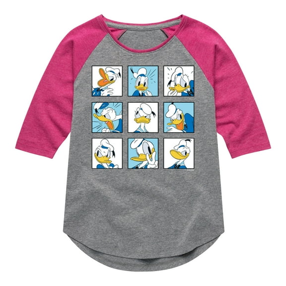 Mickey & Friends - Donald Grid - Toddler And Youth Girls Raglan Graphic T-Shirt
