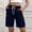 Dark Blue women cargo shorts a1, variant on Cagogo Womens Cargo Short Pants Casual Elastic Waist Loose Fit Bermuda Shorts with Pockets Solid Streetwear Vacation Beach Summer Work Trousers, Brown 2XL
