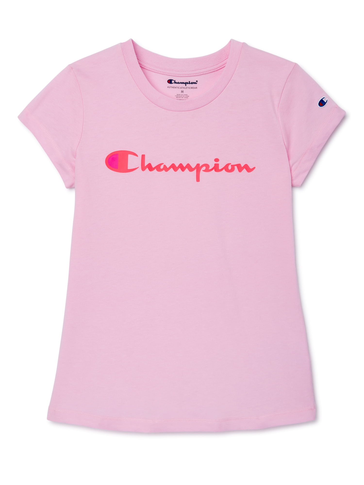 Champion Girls Original Logo Active T-Shirt, Sizes 7-16 - Walmart.com