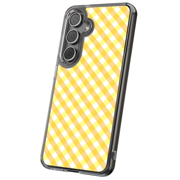 For Samsung Galaxy S25 Plus, Hybrid Clear, Yellow Gingham Print, USA