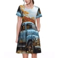 thumbnail image 1 of Disketp Rustic Vintage Truck Autumn para Vestido de Manga Corta para Mujeres, Vestidos de Verano para Mujeres, Casual y Holgado para la Playa, 1 of 6