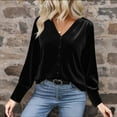 thumbnail image 3 of Maplenight Velvet Tops for Women Dressy Casual Long Sleeve Office Work Blouses Trendy Elegant Button Down Shirts, 3 of 4