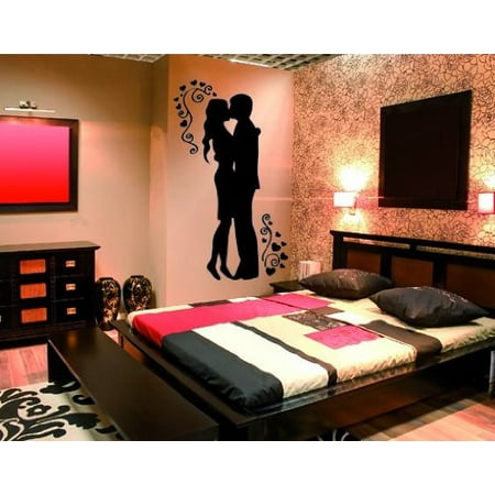 Romantic Couple In Love Wall Decal Wall Sticker Vinyl Wall Art Home Decor Wall Mural 1347 24in X 41in Green