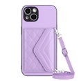 thumbnail image 6 of for iPhone 14 Slim Case with Card Holders and Strap for Women, iPhone 14 Phone Case Wallet PU Leather Kickstand RFID Blocking Flip Shockproof Wallet Case - Purple, 6 of 11