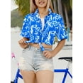 thumbnail image 4 of HAPPY BAY Women's Button Down Blouses Floral Summer Beach Party Blouse Shirt Colourful Short Sleeve Tropical Button up Casual Hawaiian Shirts for Women XXL Eastern, Bamboo Leafs, 4 of 5