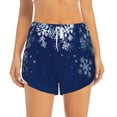 Adobk Christmas Blue Print Women's Workout Shorts for Athletic Gym