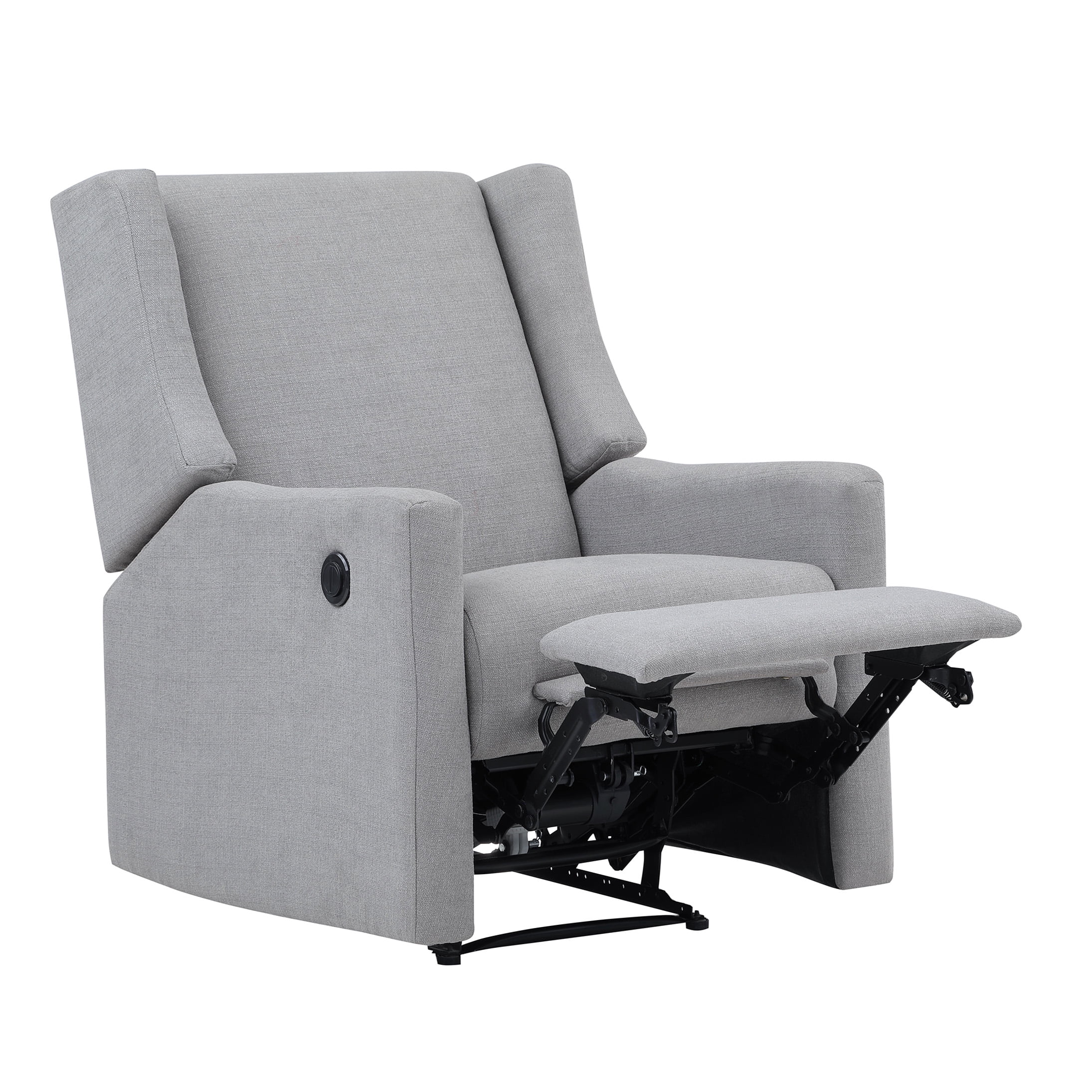 Gray Fabric Power Recliner Chair with Wingback Design, Power Motion Recliner for Living Room, Ergonomic High Back Recliner Chair with Cup Holders, Contemporary Reclining Chair, 300 lbs Capacity