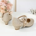 thumbnail image 4 of 2DXuixsh Girls Dress Shoes Wedding Party Princess Flower High Heels Shoes Summer Ittle Kids Girls T Strap Hook Loop High Heel Flower Girl Shoes Gold Size 3, 4 of 4