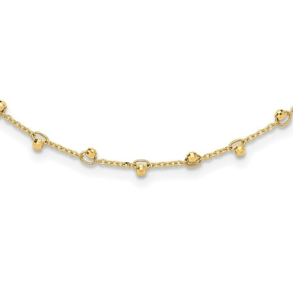 Auriga Fine Jewelry 14K Yellow Gold Diamond-cut Beaded Plus 2in Ext. Necklace for Women 18"