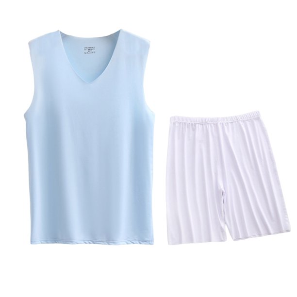 Conjunto Deportivo de los Hombres, Moda Casual de Color Sólido Cuello en V sin Mangas de Elasticidad Superior para el Desgaste Al Aire Libre, Traje Atlético de Humedad